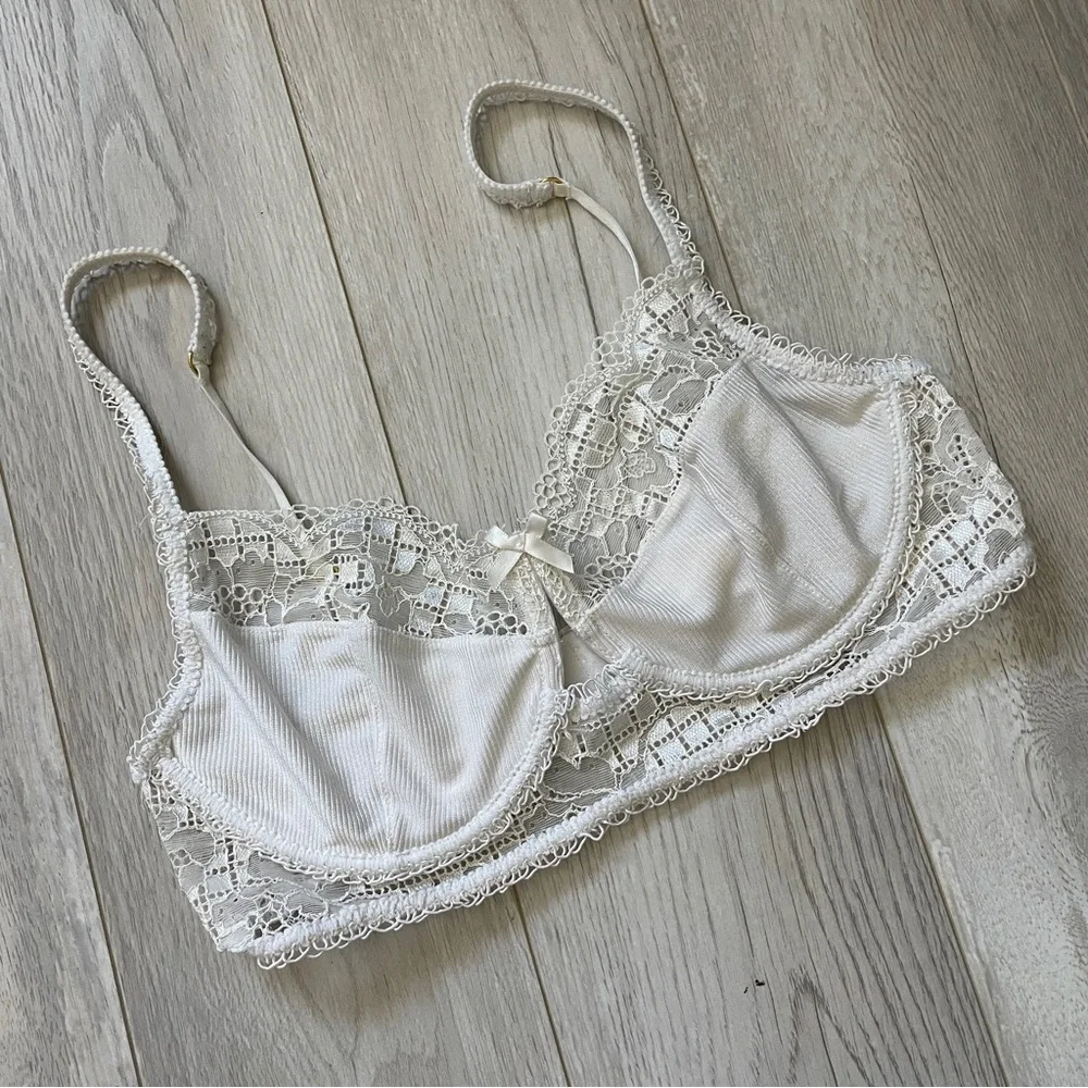 For Love & Lemons Bra floral lace underwire White (medium) coquette soft girl